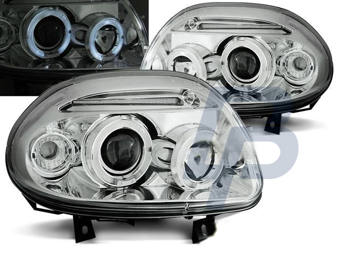 HEADLIGHTS RENAULT CLIO II 09.98-05.01 ANGEL EYES CHROME - 2