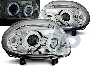 HEADLIGHTS RENAULT CLIO II 09.98-05.01 ANGEL EYES CHROME