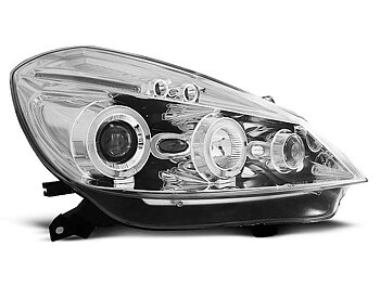 HEADLIGHTS RENAULT CLIO 3 05-09 CHROME ANGEL EYES