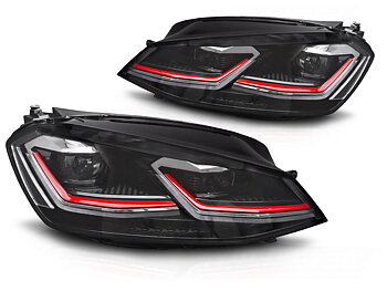 FULL-LED-STRÅLKASTARE RÖD LINE DRL TILL VW GOLF VII 2012-2017