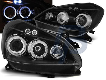 HEADLIGHTS RENAULT CLIO 3 05-09 BLACK ANGEL EYES