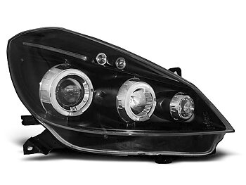 HEADLIGHTS RENAULT CLIO 3 05-09 BLACK ANGEL EYES