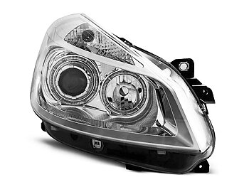HEADLIGHTS RENAULT CLIO 3 05-09 CHROME ANGEL EYES