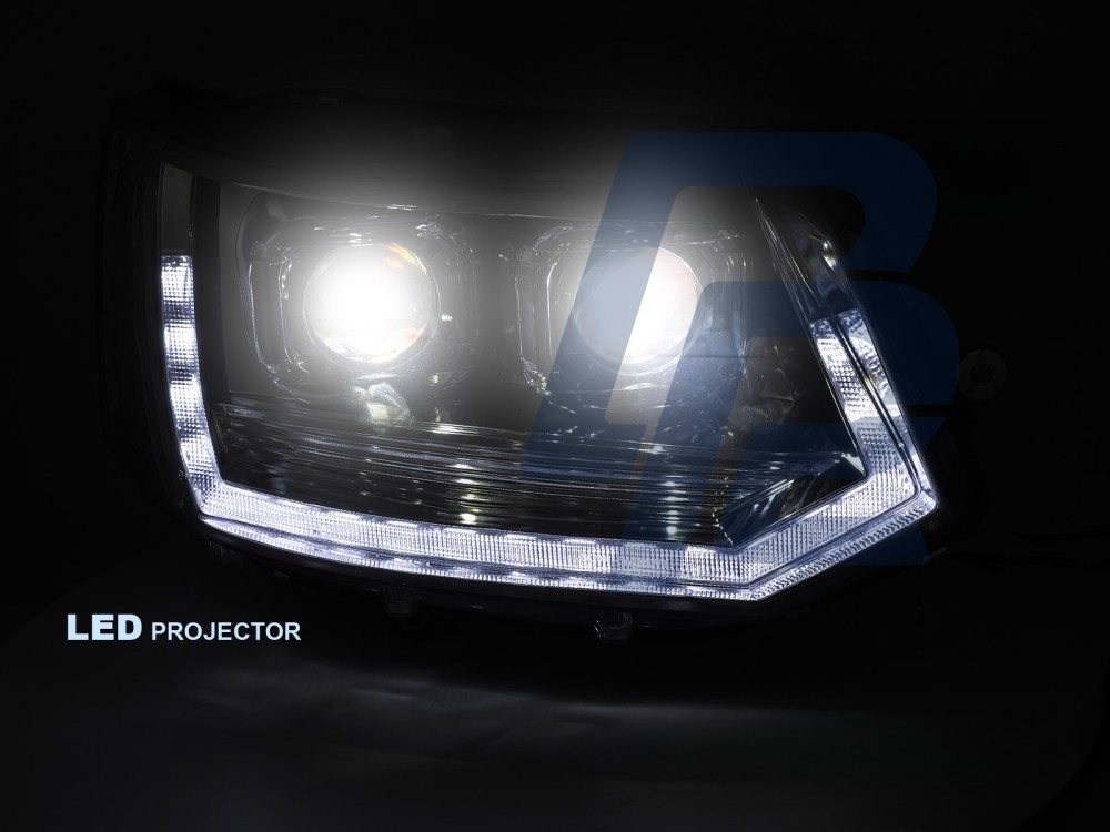 Full LED Tube Light Headlights T6 Look Chrome DRL Sequential for VW T5 2010–2015 - 2