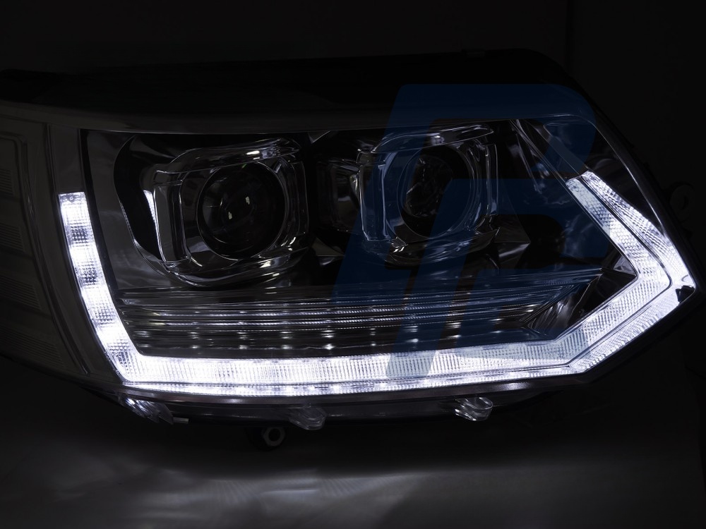 Full LED Tube Light Headlights T6 Look Chrome DRL Sequential for VW T5 2010–2015 - 4