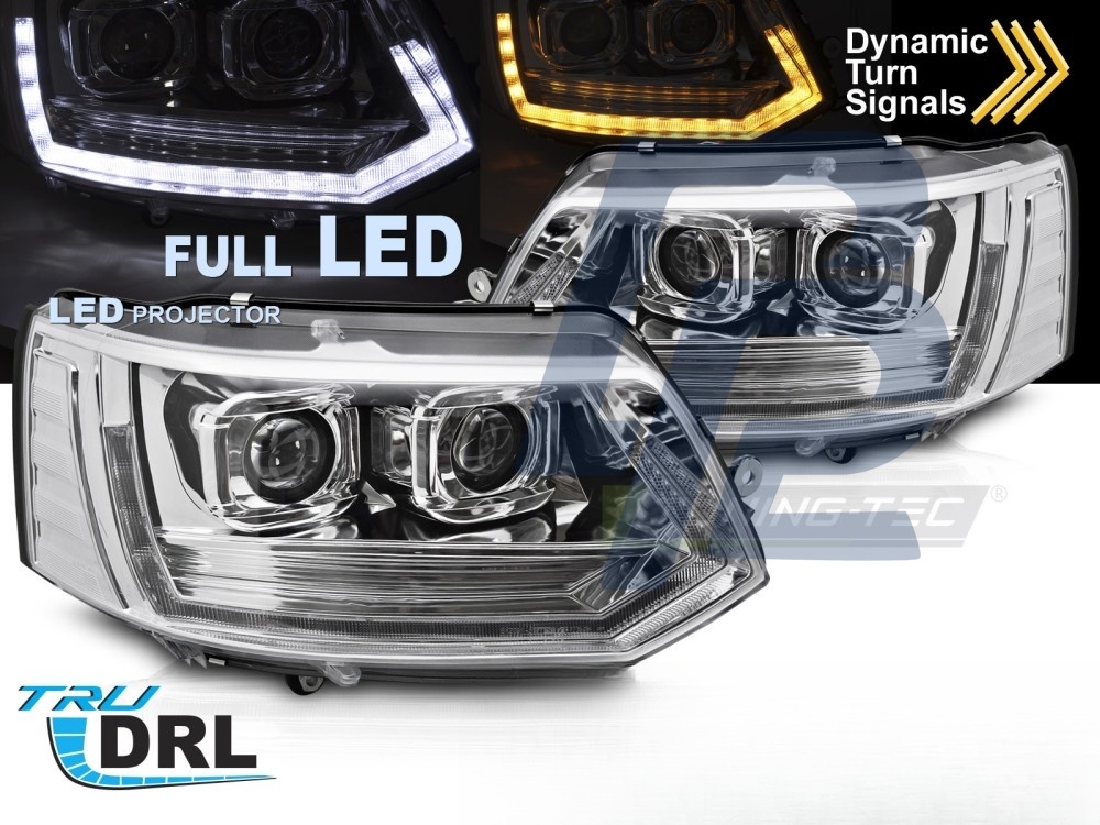 Full LED Tube Light Headlights T6 Look Chrome DRL Sequential for VW T5 2010–2015 - 7