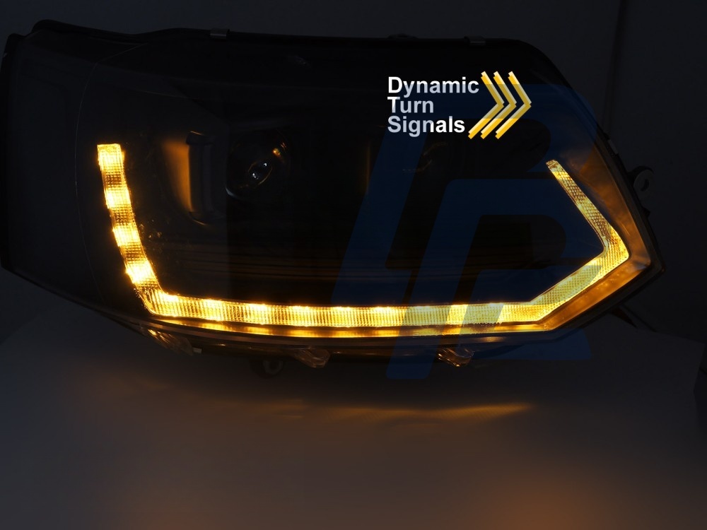 Full LED Tube Light Headlights T6 Look Black DRL Sequential for VW T5 2010–2015 - 4