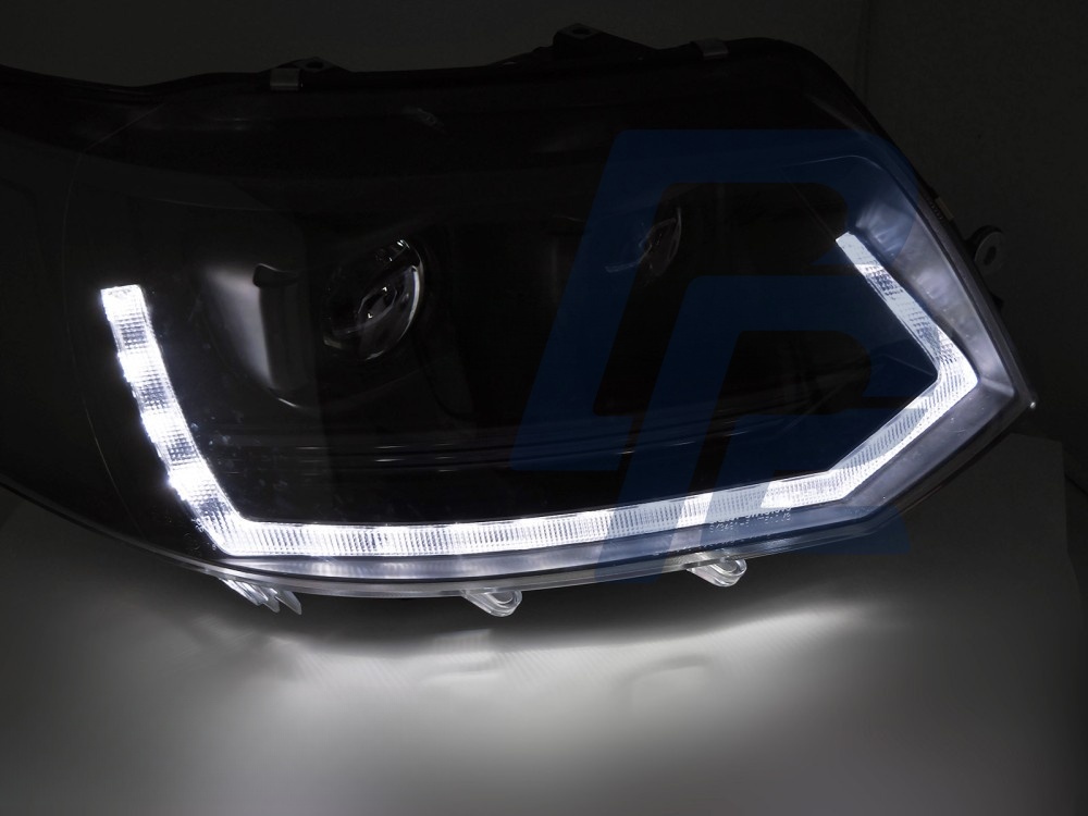 Full LED Tube Light Headlights T6 Look Black DRL Sequential for VW T5 2010–2015 - 2