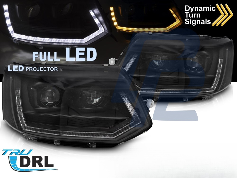 Full LED Tube Light Headlights T6 Look Black DRL Sequential for VW T5 2010–2015 - 5