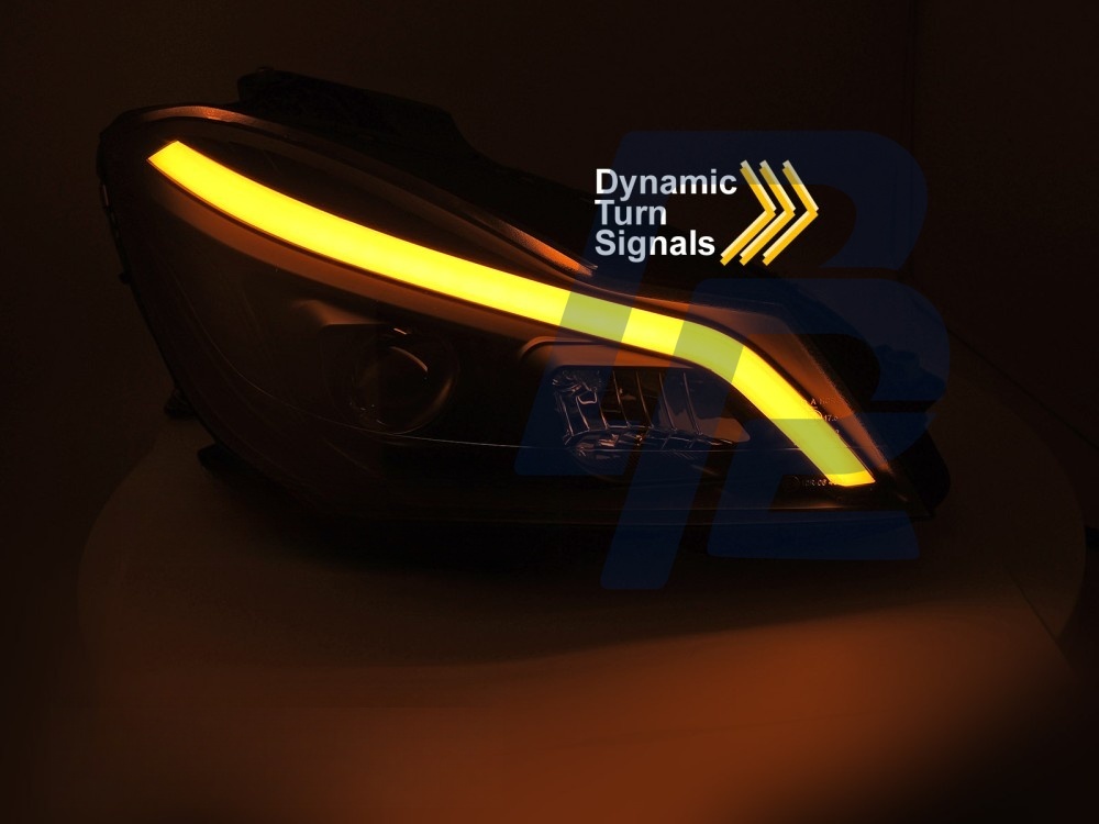 Headlights Tube LED Black Sequential DRL for Mercedes W204 2011–2014 - 6