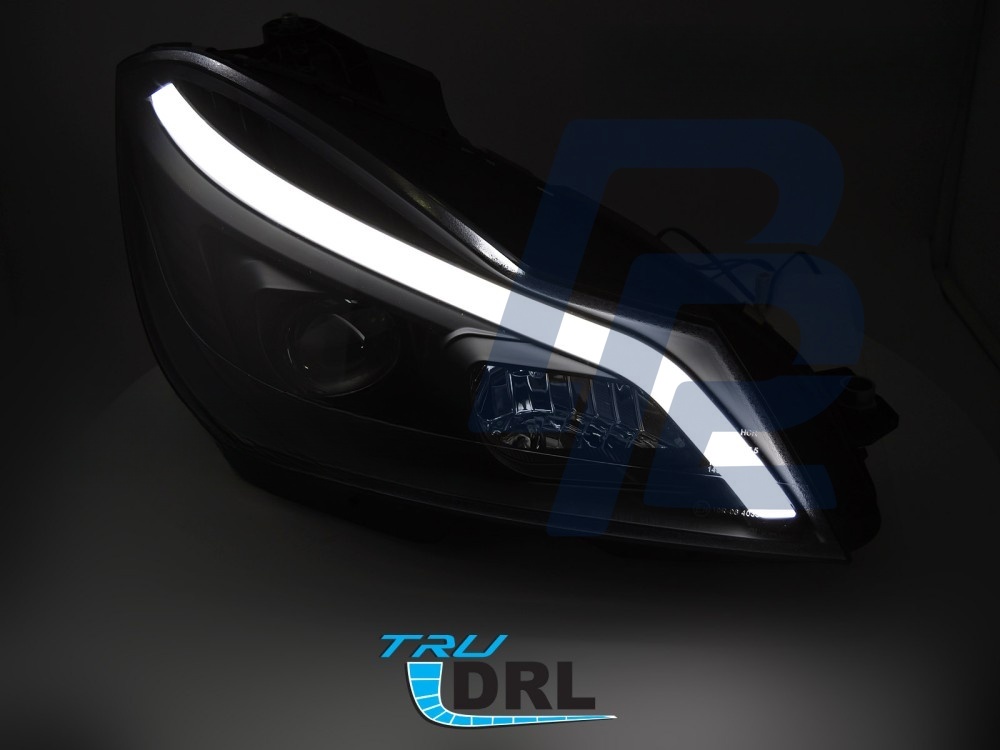 Headlights Tube LED Gloss Black Sequential DRL for Mercedes W204 2011–2014 - 2