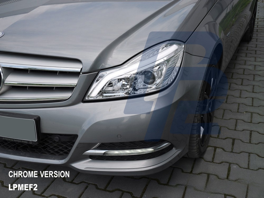 Headlights Tube LED Gloss Black Sequential DRL for Mercedes W204 2011–2014 - 5
