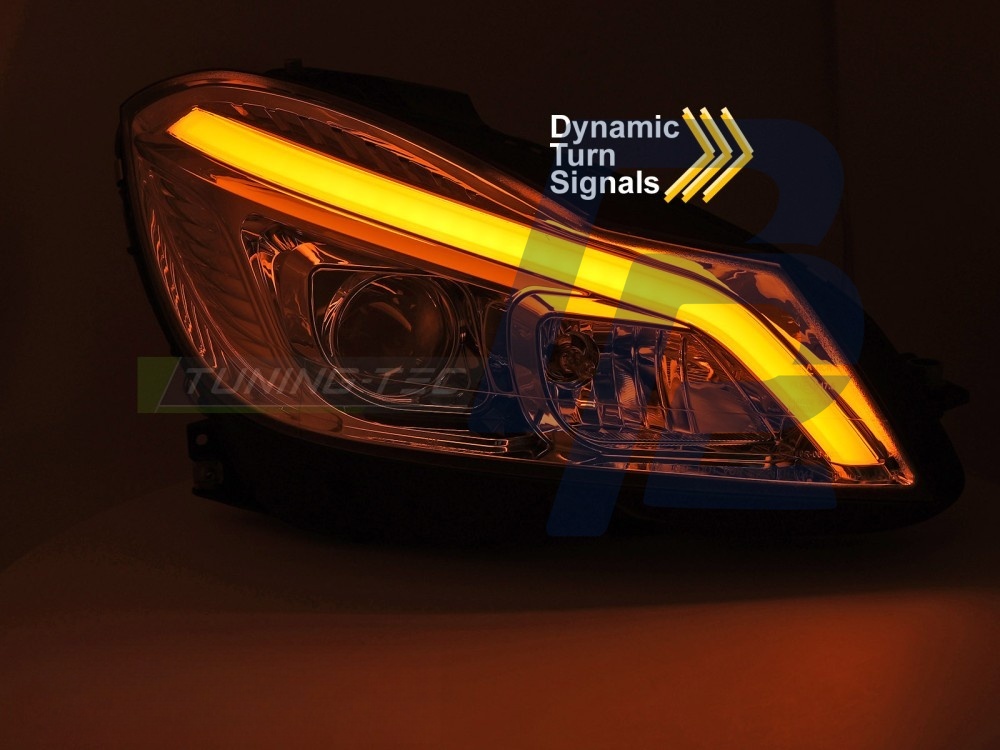 Headlights Tube LED Chrome Sequential DRL for Mercedes W204 2011–2014 - 6