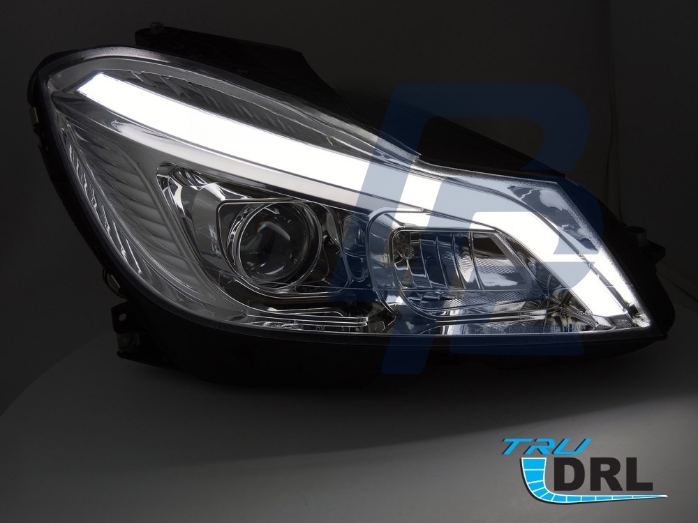 Headlights Tube LED Chrome Sequential DRL for Mercedes W204 2011–2014 - 3