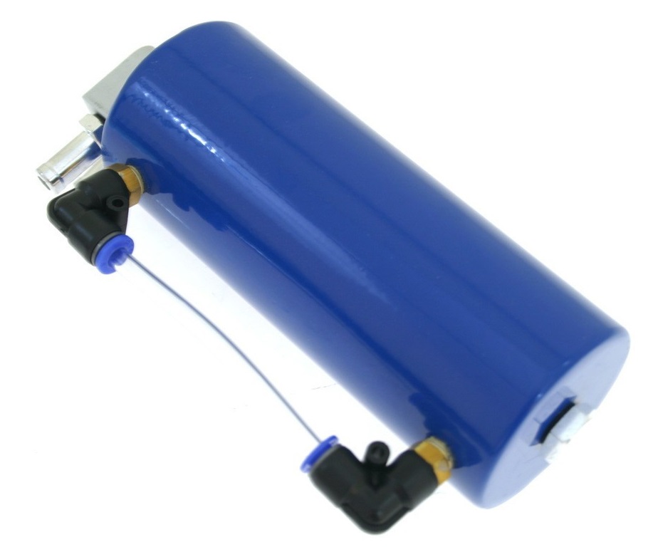 UNIVERSAL OIL CATCH TANK ROUND SMALL BLUE +INSTALL. MATERIAL - 4
