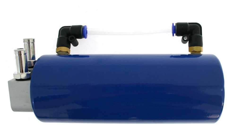 UNIVERSAL OIL CATCH TANK ROUND SMALL BLUE +INSTALL. MATERIAL - 3