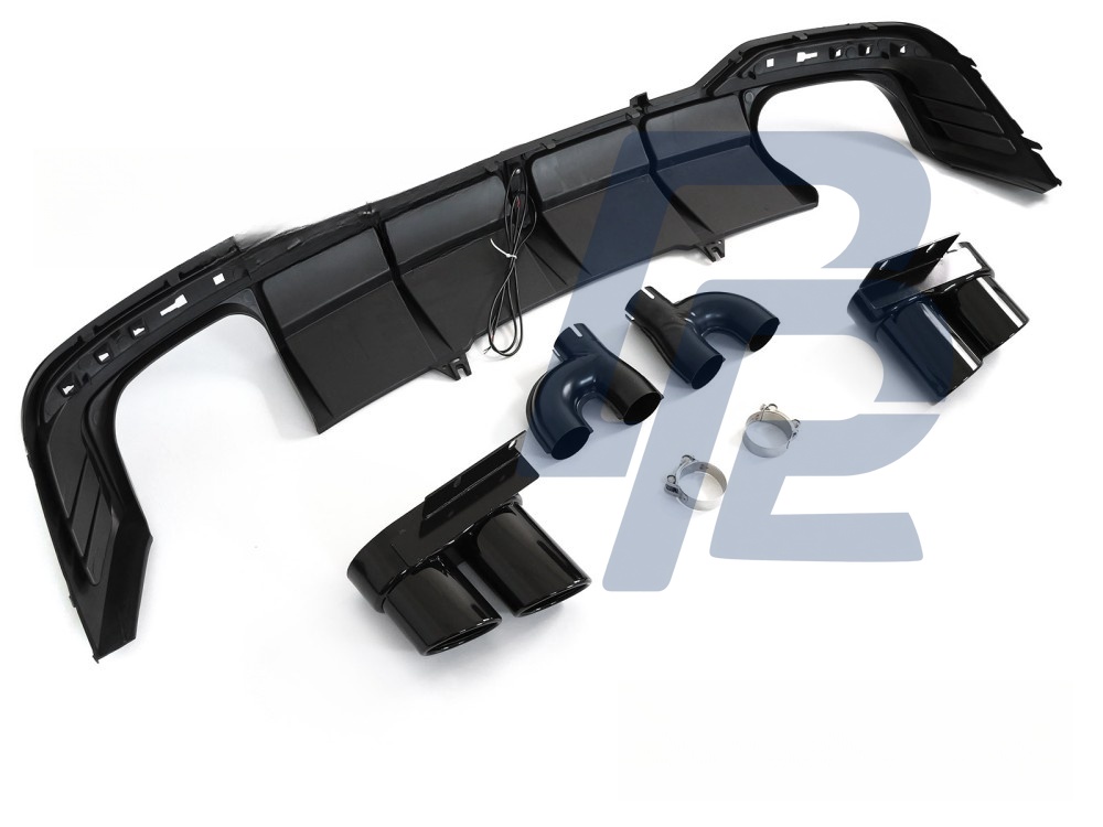Diffuser Twin Outlet Gloss Black with LED Brake Light Sport Style for Audi A5 F5 2019–2023 - 7