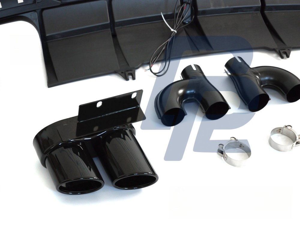 Diffuser Twin Outlet Gloss Black with LED Brake Light Sport Style for Audi A5 F5 2019–2023 - 6