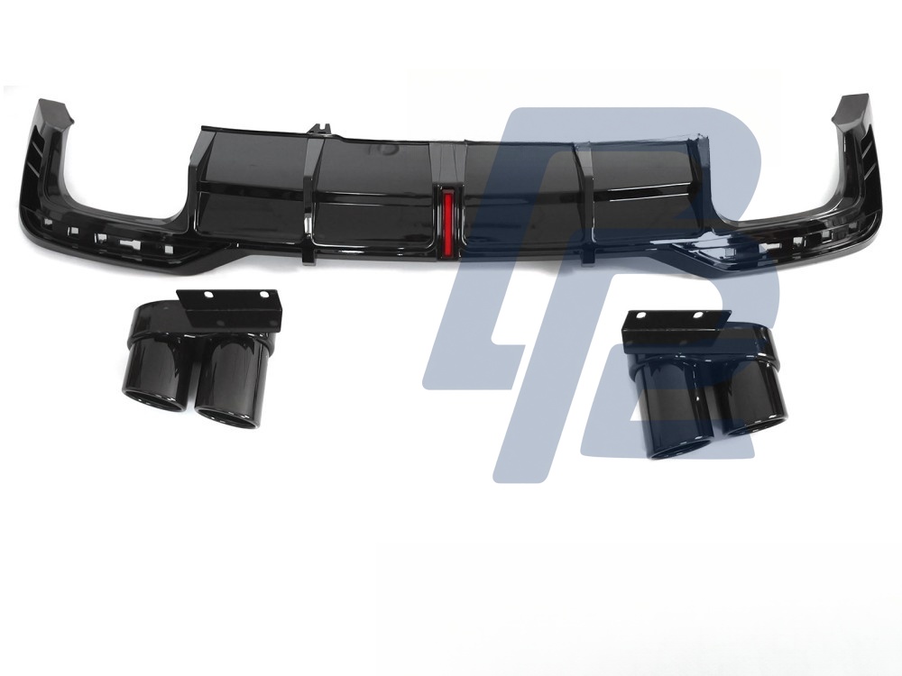 Diffuser Twin Outlet Gloss Black with LED Brake Light Sport Style for Audi A5 F5 2019–2023 - 5