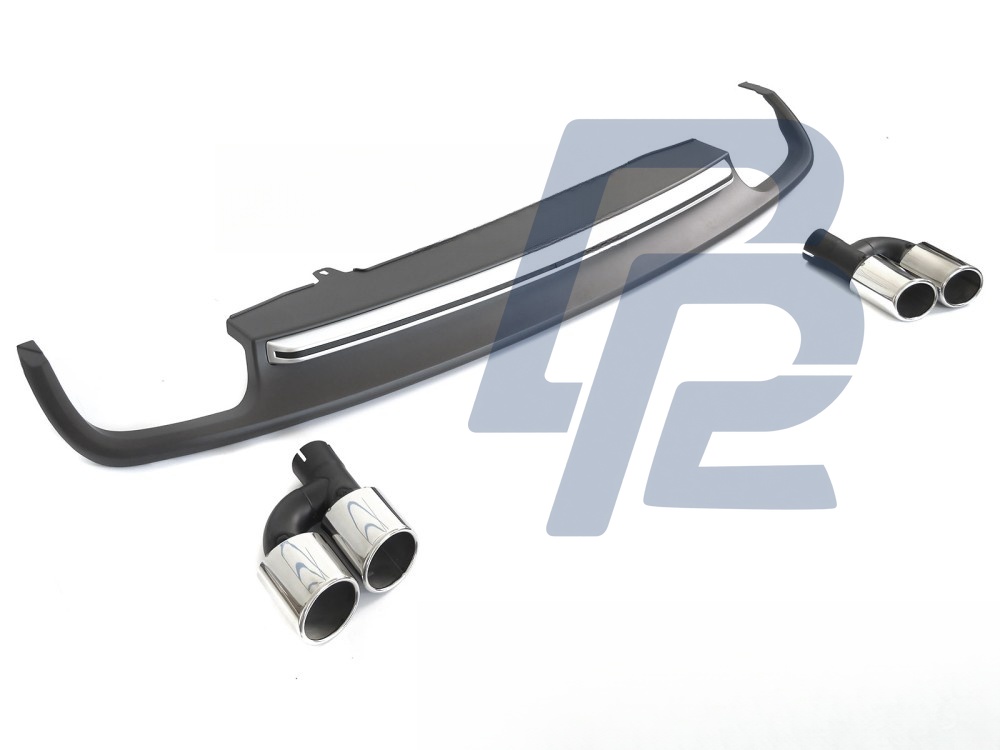 Diffuser Twin Outlet Silver Sport S Style for Audi A6 C7 2011–2014 - 5