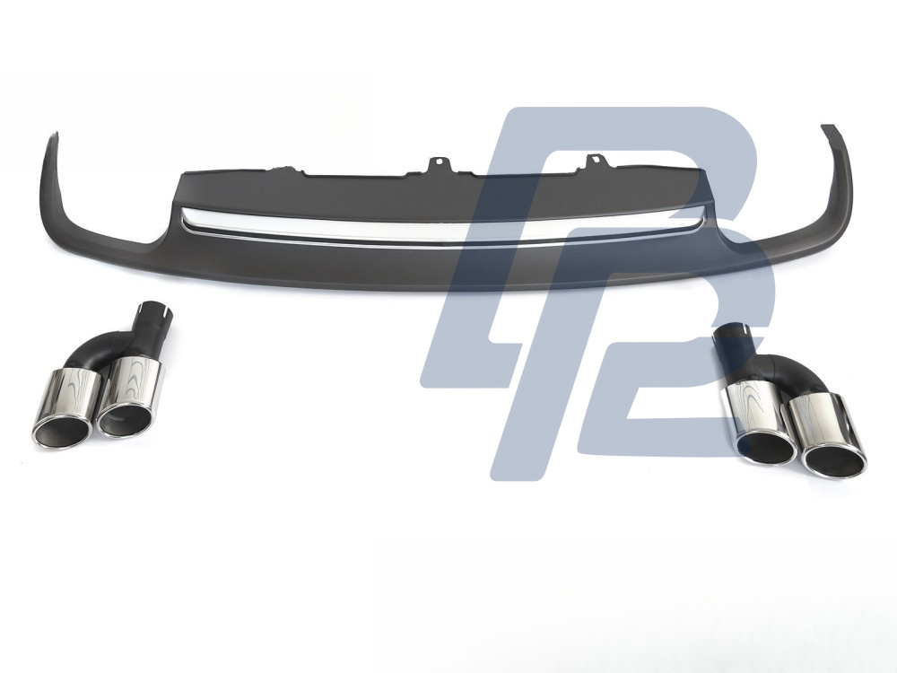 Diffuser Twin Outlet Silver Sport S Style for Audi A6 C7 2011–2014 - 2