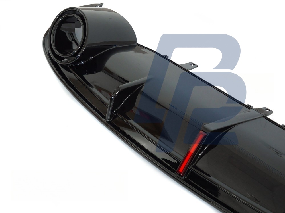 Diffuser Twin Outlet Gloss Black with LED Brake Light Sport Style for Audi A7 C7 2010–2014 - 4