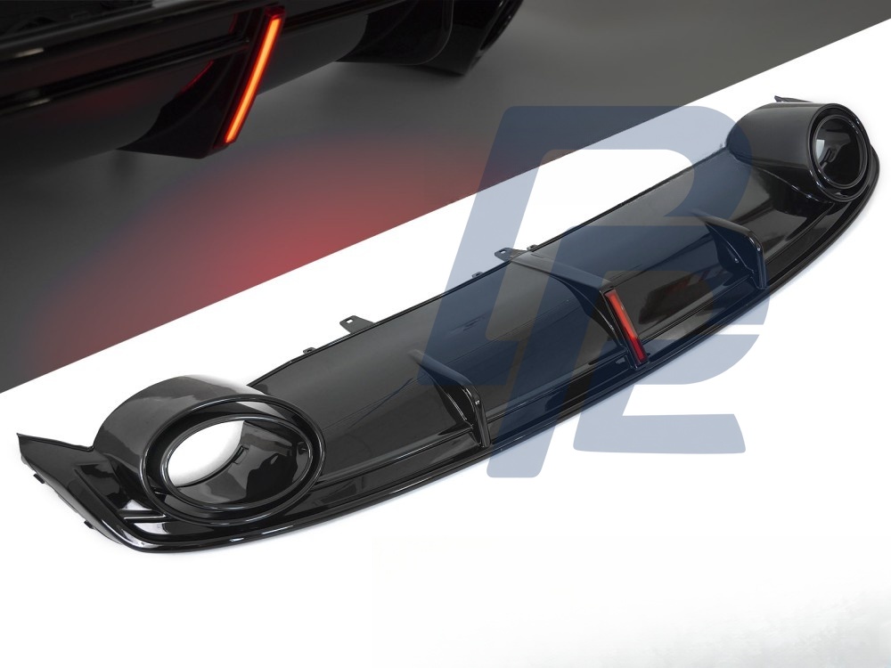 Diffuser Twin Outlet Gloss Black with LED Brake Light Sport Style for Audi A7 C7 2010–2014 - 7