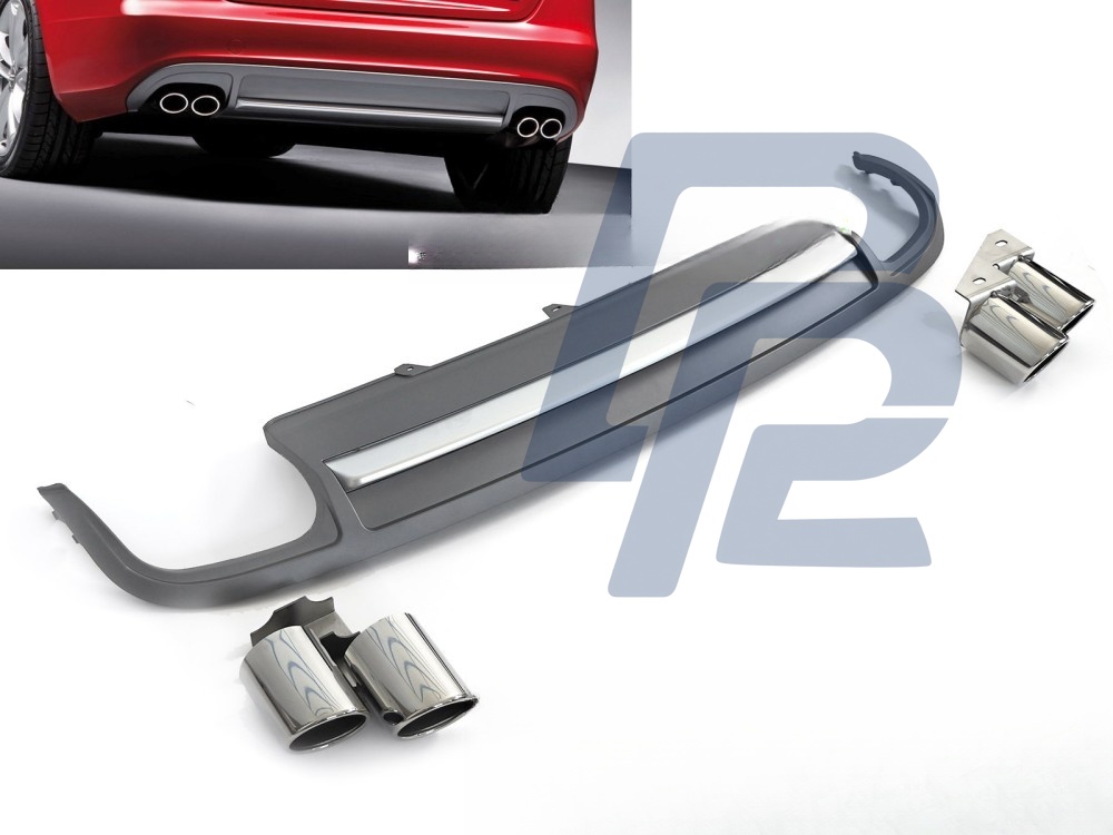 Diffuser Single Outlet Silver Sport S Style for Audi A4 B8 2008–2011 - 2