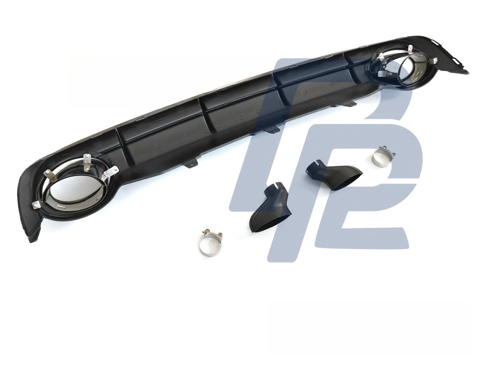 Diffuser Twin Outlet Gloss Black Sport Style for Audi A6 C7 2011–2014 - 3
