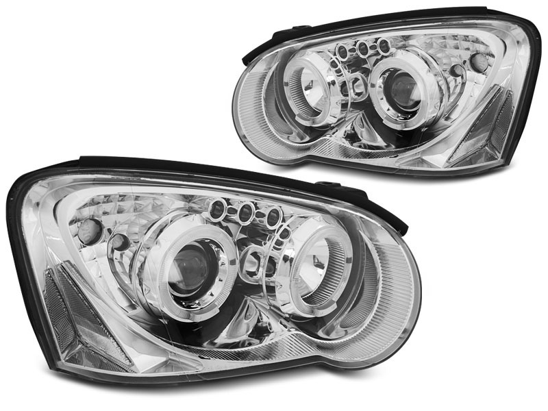 HEADLIGHTS SUBARU IMPREZA II GD 03-05 ANGEL EYES CHROME