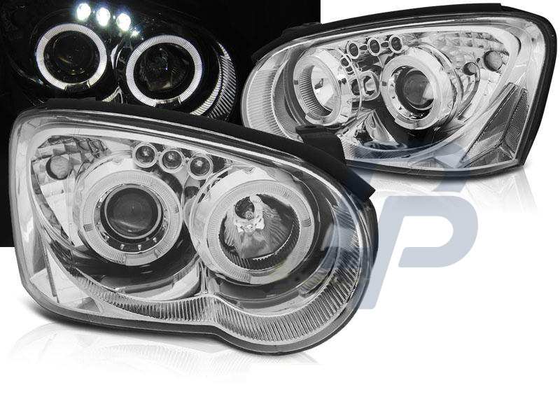 HEADLIGHTS SUBARU IMPREZA II GD 03-05 ANGEL EYES CHROME - 5