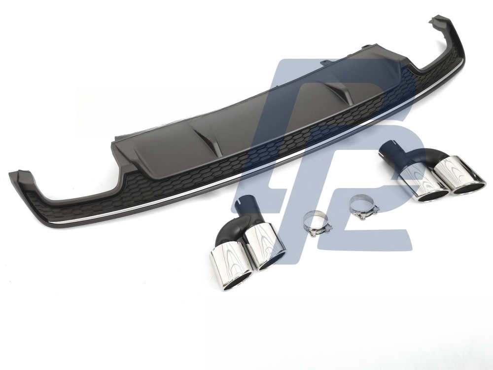 Diffuser Twin Outlet Silver Black Sport S Style for Audi A7 C7 2014–2018 - 3
