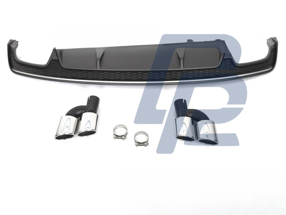 Diffuser Twin Outlet Silver Black Sport S Style for Audi A7 C7 2014–2018 - 4