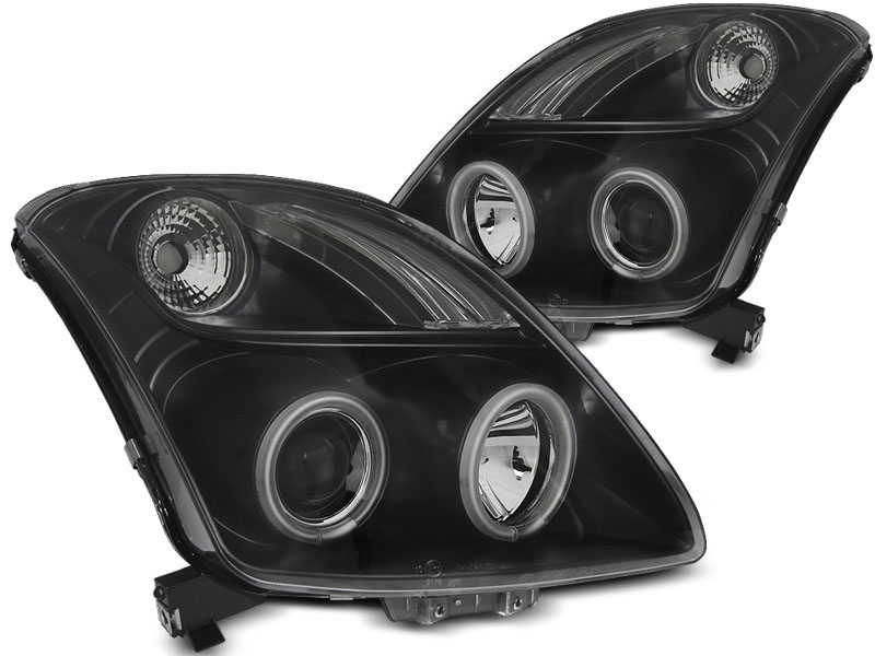 HEADLIGHTS SUZUKI SWIFT 05.05-10 CCFL ANGEL EYES BLACK