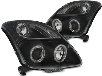HEADLIGHTS SUZUKI SWIFT 05.05-10 CCFL ANGEL EYES BLACK