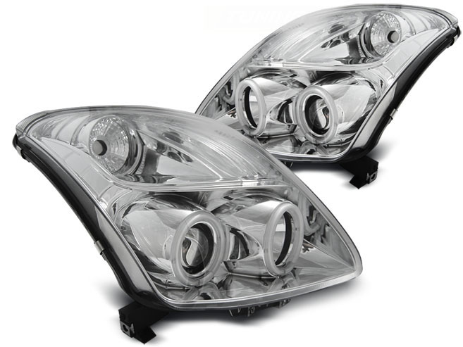 HEADLIGHTS SUZUKI SWIFT 05.05-10 CCFL ANGEL EYES CHROME