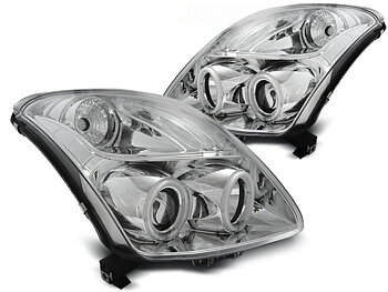 HEADLIGHTS SUZUKI SWIFT 05.05-10 CCFL ANGEL EYES CHROME