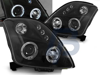 HEADLIGHTS SUZUKI SWIFT 05.05-10 ANGEL EYES BLACK