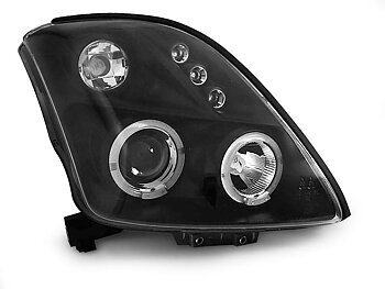 HEADLIGHTS SUZUKI SWIFT 05.05-10 ANGEL EYES BLACK