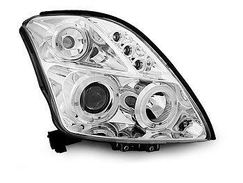 HEADLIGHTS SUZUKI SWIFT 05.05-10 ANGEL EYES CHROME