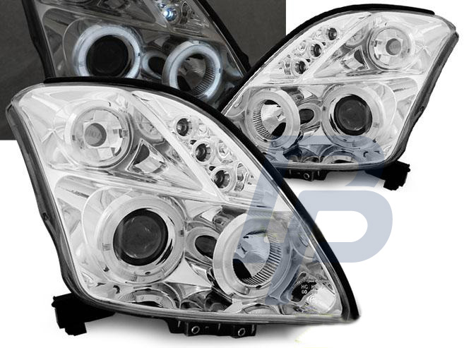 HEADLIGHTS SUZUKI SWIFT 05.05-10 ANGEL EYES CHROME - 2