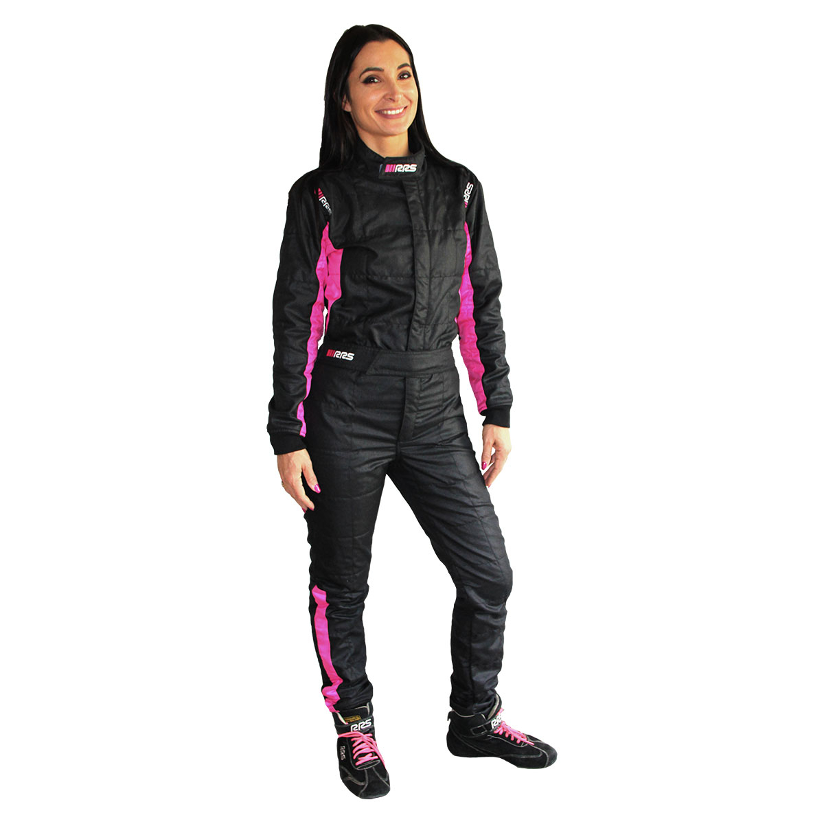 RRS DIAMOND STAR RACE SUIT - BLACK / PINK - FIA 8856-2018