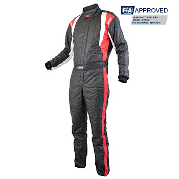 RRS SPEED RACE SUIT - BLACK AND RED - FIA 8856-2018