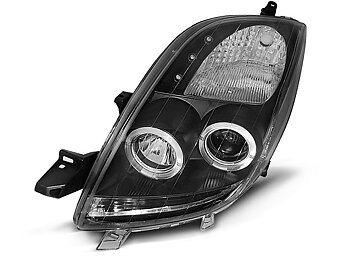 HEADLIGHTS TOYOTA YARIS 06-09 ANGEL EYES BLACK
