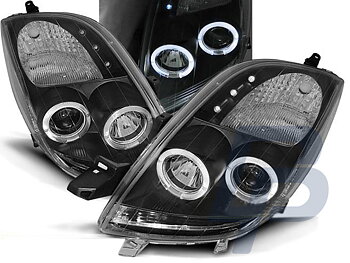 HEADLIGHTS TOYOTA YARIS 06-09 ANGEL EYES BLACK