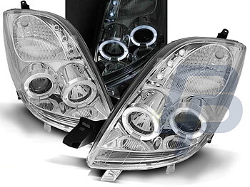 HEADLIGHTS TOYOTA YARIS 06-09 ANGEL EYES CHROME