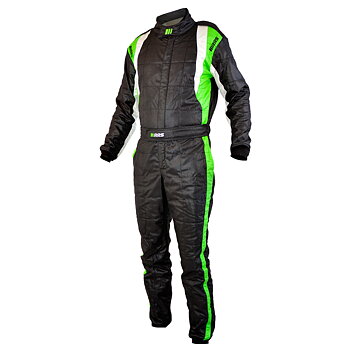 RRS SPEED RACE SUIT - BLACK AND GREEN - FIA 8856-2018
