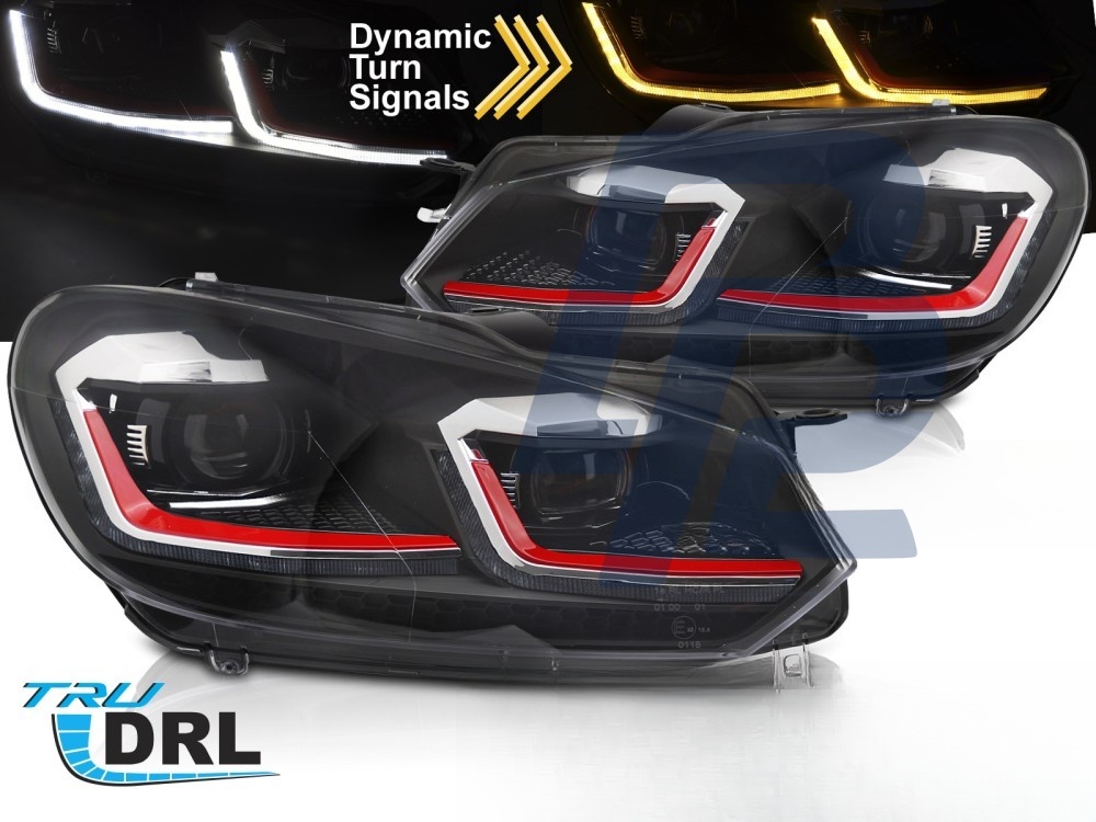 Headlights Red Line LED Sequential DRL for VW Golf VI 2008–2012 - 2