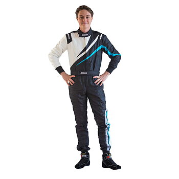 RACE SUIT RRS FIA EVO DYNAMIC BLACK / LIGHT BLUE - FIA 8856-2018