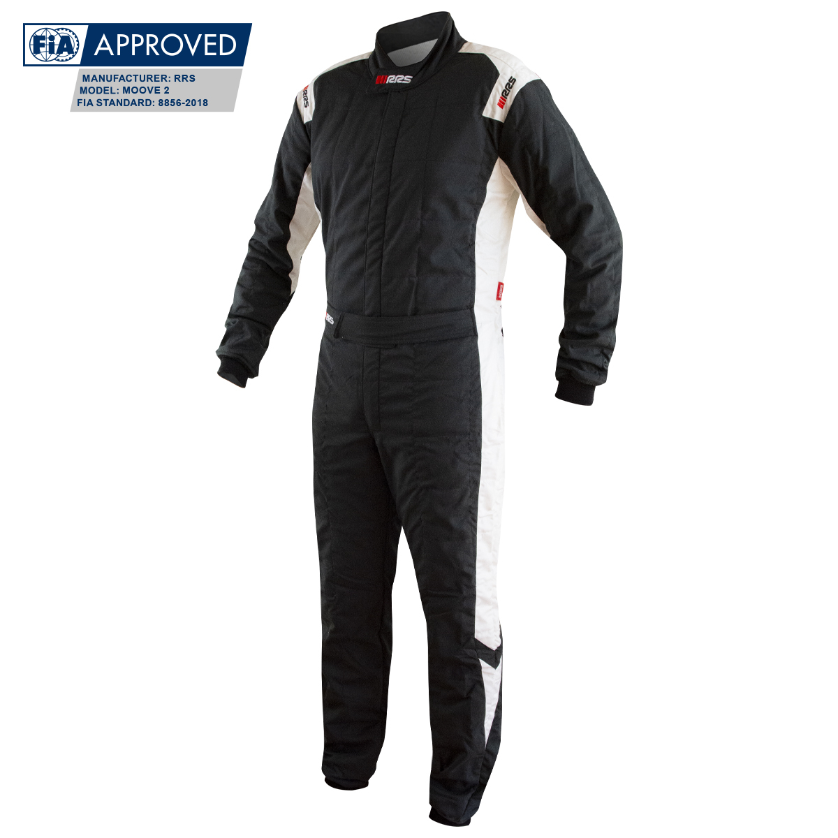 RRS MOOVE 2 RACE SUIT - BLACK / WHITE - FIA 8856-2018 - 2